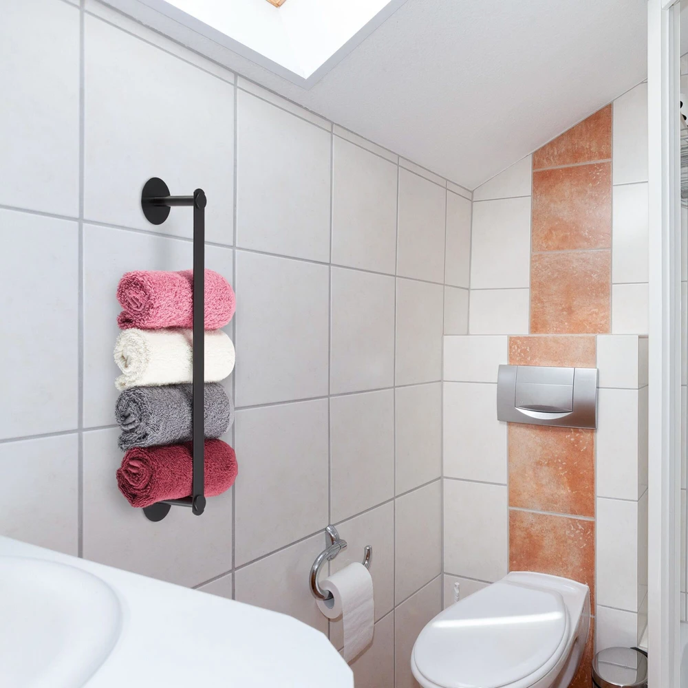 Relaxdays Juodas rankšluosčių laikiklis iš nerūdijančio plieno