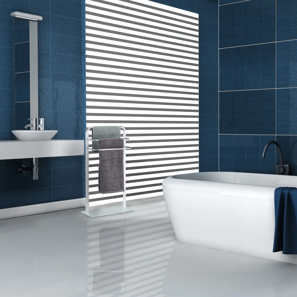 Relaxdays Matinio stiklo ir chromo rankšluosčių stovas