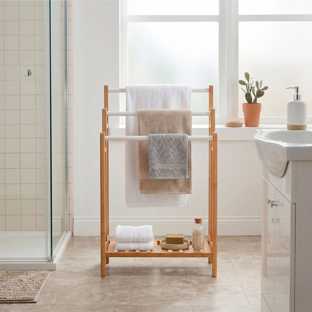 Relaxdays Bambukinis rankšluosčių stovas ir lentyna