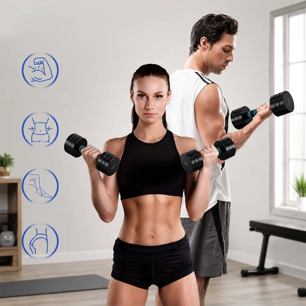 Relaxdays Reguliuojami hanteliai, 2 vnt.