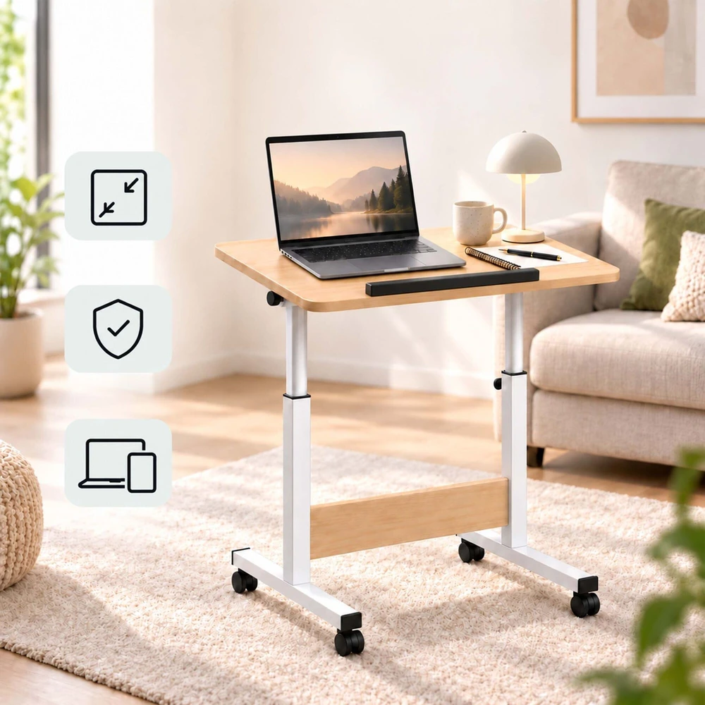 Relaxdays Reguliuojamo aukščio nešiojamojo kompiuterio stalas ant ratukų