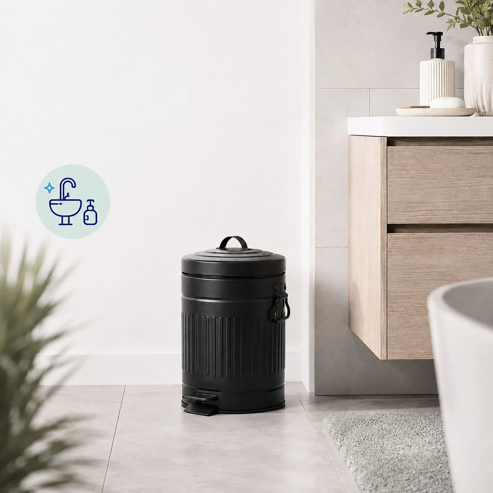 Relaxdays Retro stiliaus vonios kambario šiukšliadėžė su pedalu, 5 l