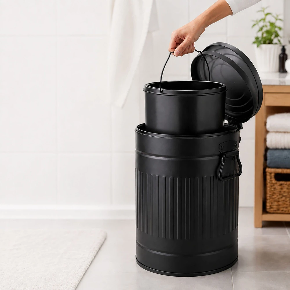 Relaxdays Retro stiliaus vonios kambario šiukšliadėžė su pedalu, 5 l