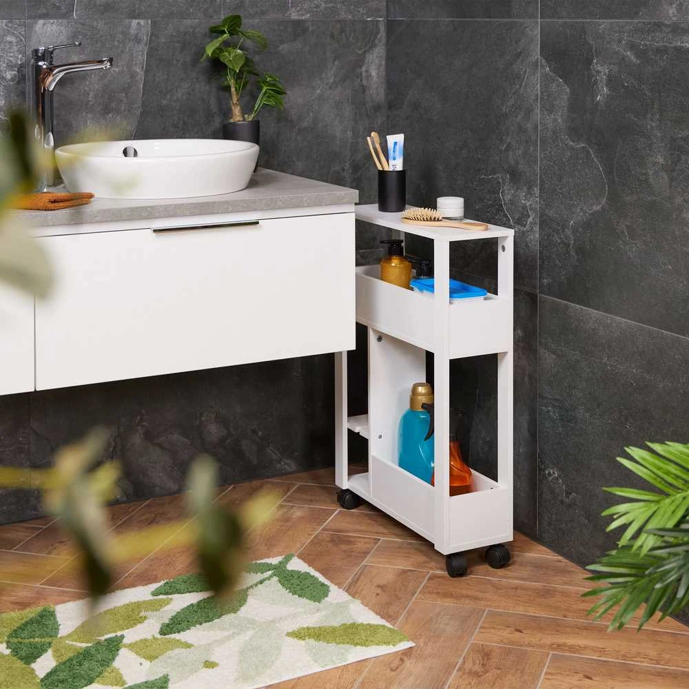 Relaxdays Riedantis vežimėlis su tualeto šepečio laikikliu
