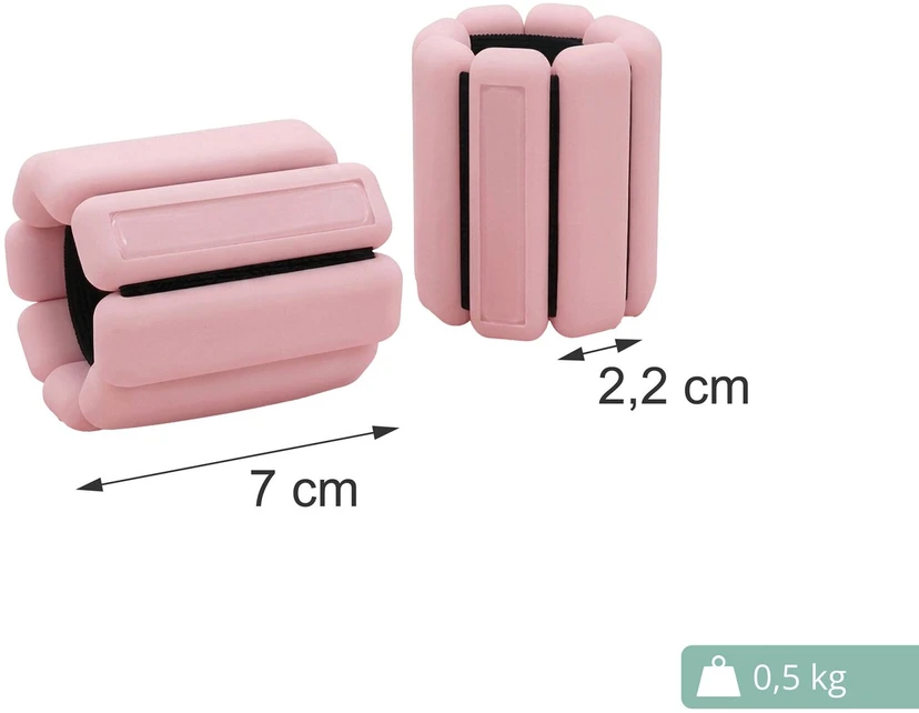 Relaxdays Riešų ir kulkšnių svareliai, 2 vnt., silikonas, reguliuojama lipni juosta, po 0.5 arba 1kg