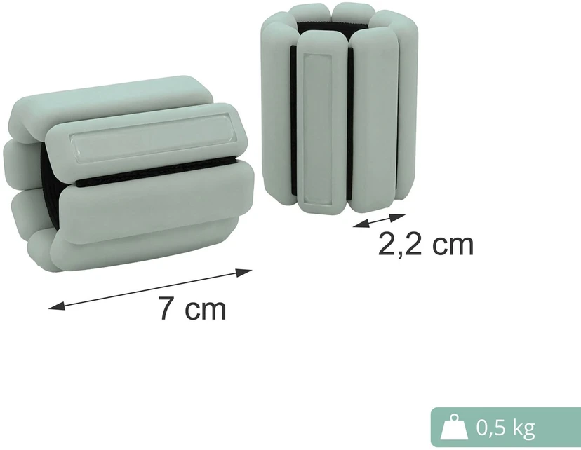 Relaxdays Riešų ir kulkšnių svareliai, 2 vnt., silikonas, reguliuojama lipni juosta, po 0.5 arba 1kg