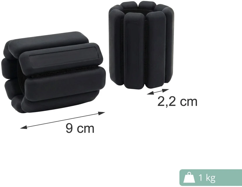 Relaxdays Riešų ir kulkšnių svareliai, 2 vnt., silikonas, reguliuojama lipni juosta, po 0.5 arba 1kg