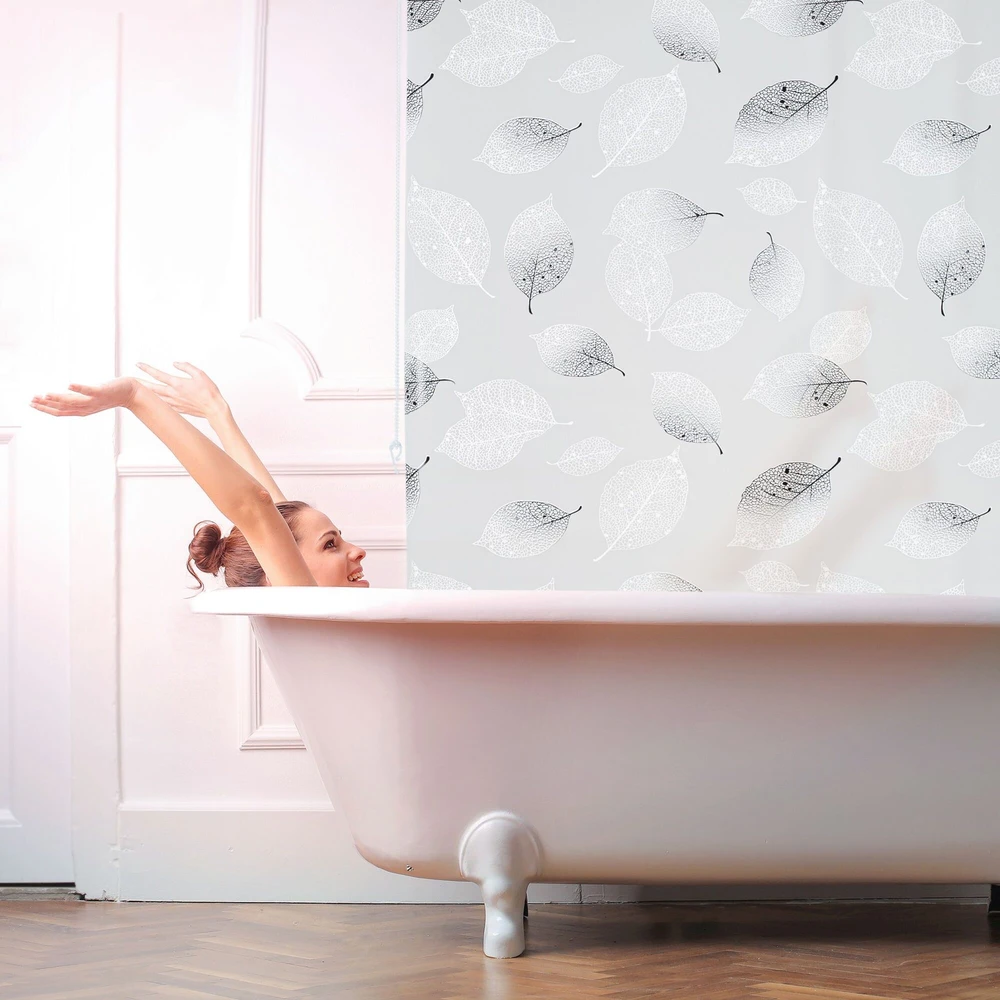 Relaxdays Pilka ritininė žaliuzė su lapų raštu