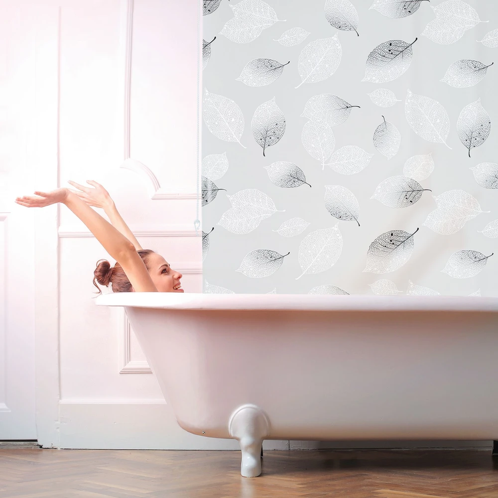 Relaxdays Pilka roletė su lapų raštu