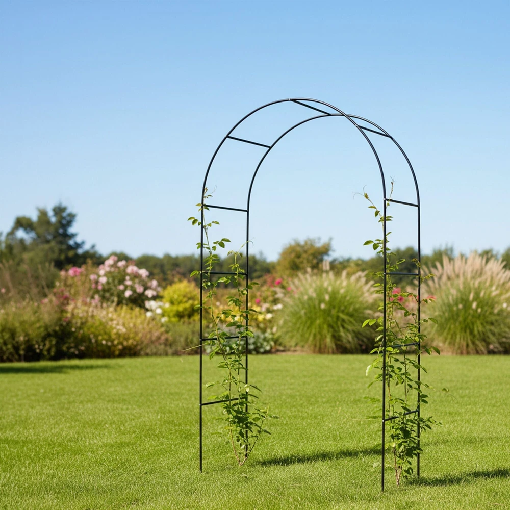 Relaxdays Rose Arch 240x140x38 cm Juodas plienas