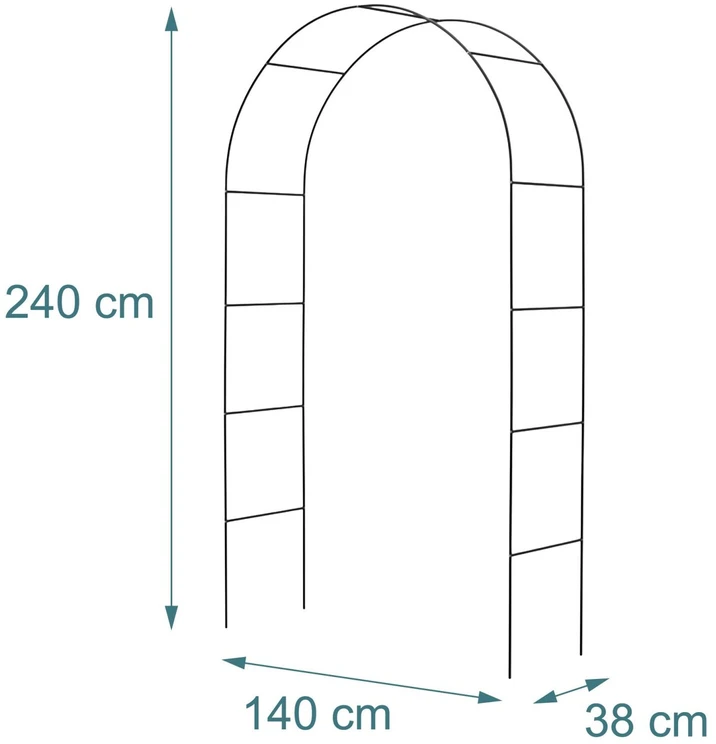 Relaxdays Rose Arch 240x140x38 cm Juodas plienas