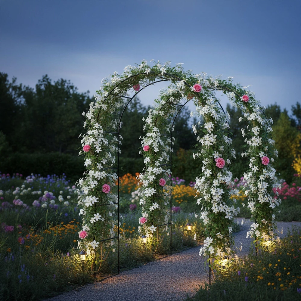 Relaxdays Rose Arch 240x140x38 cm Juodas plienas
