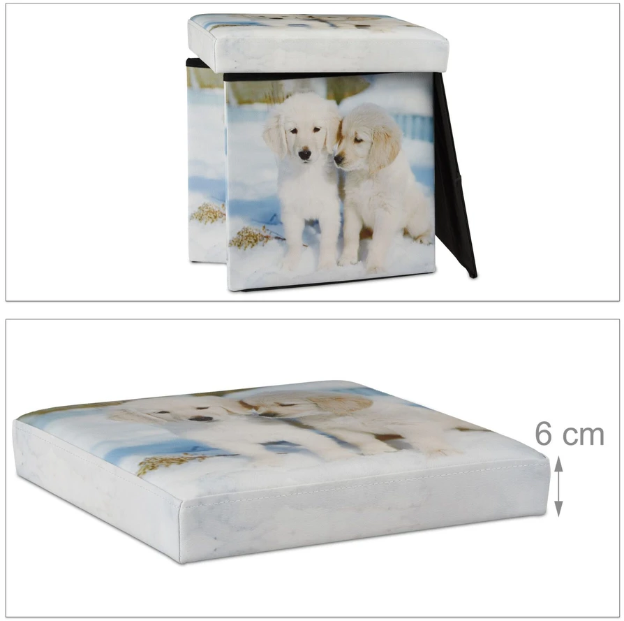 Relaxdays Sandėliavimo pufas, PVC oda, 38 x 38 x 38 cm