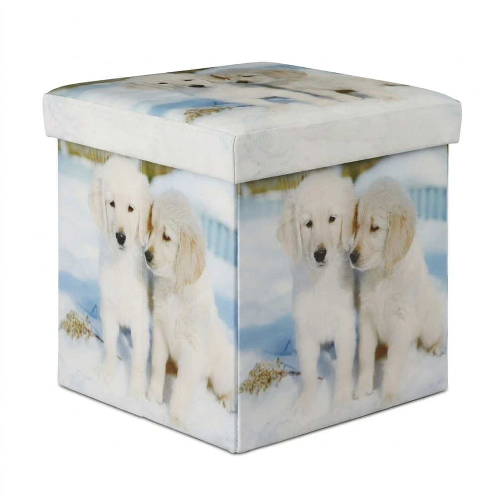 Relaxdays Sandėliavimo pufas, PVC oda, 38 x 38 x 38 cm