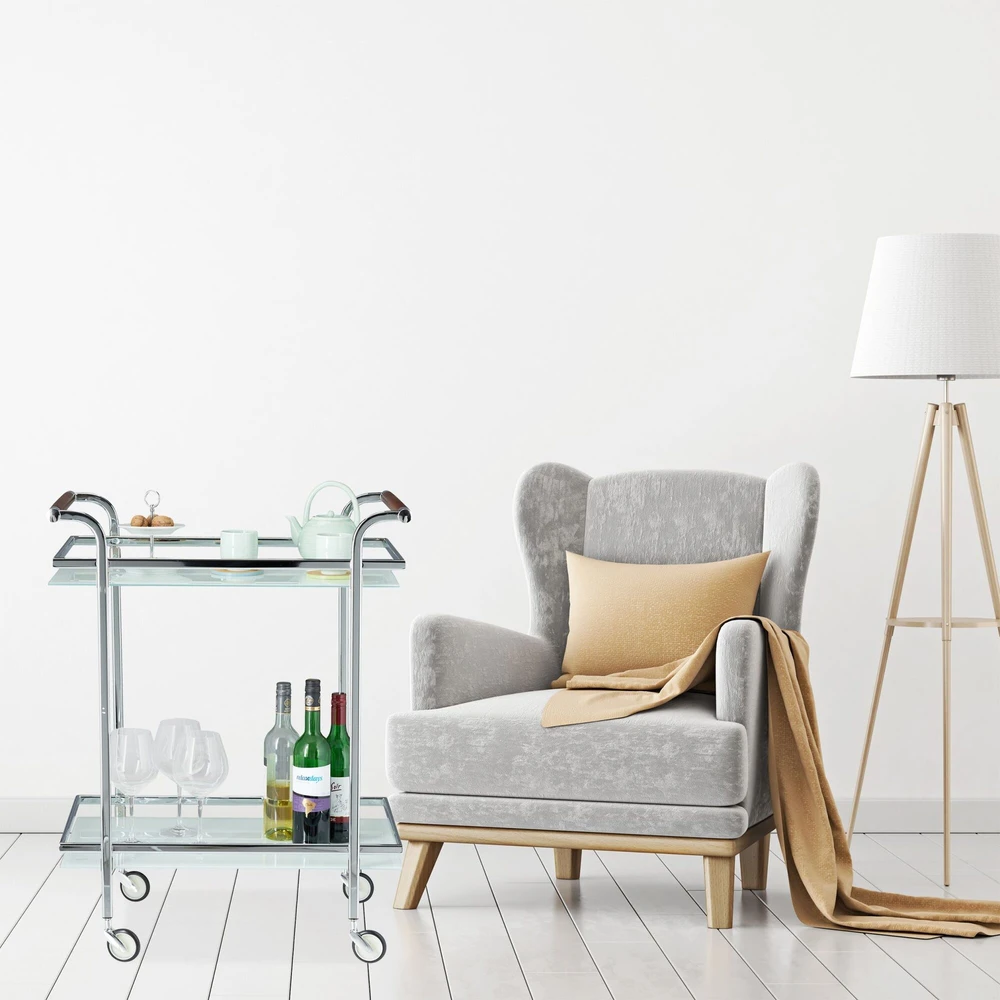 Relaxdays Šoninis staliukas-vežimėlis iš matinio stiklo