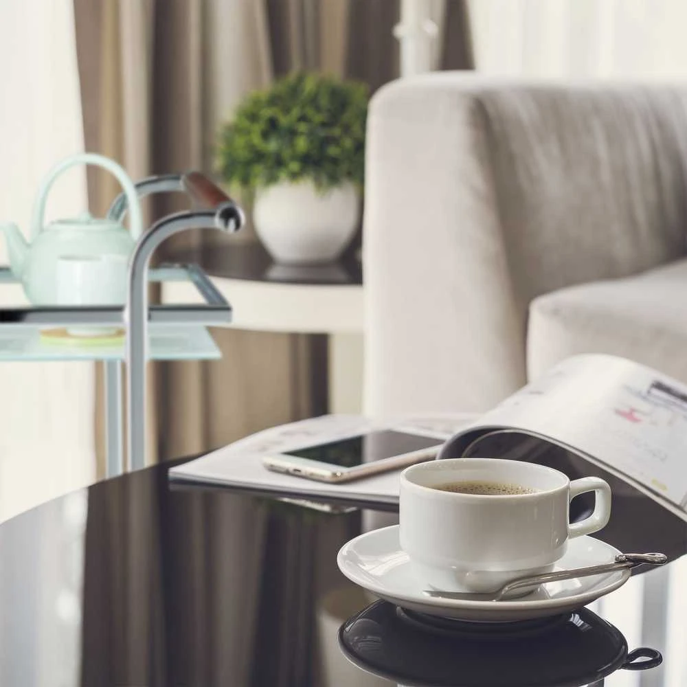 Relaxdays Šoninis staliukas-vežimėlis iš matinio stiklo