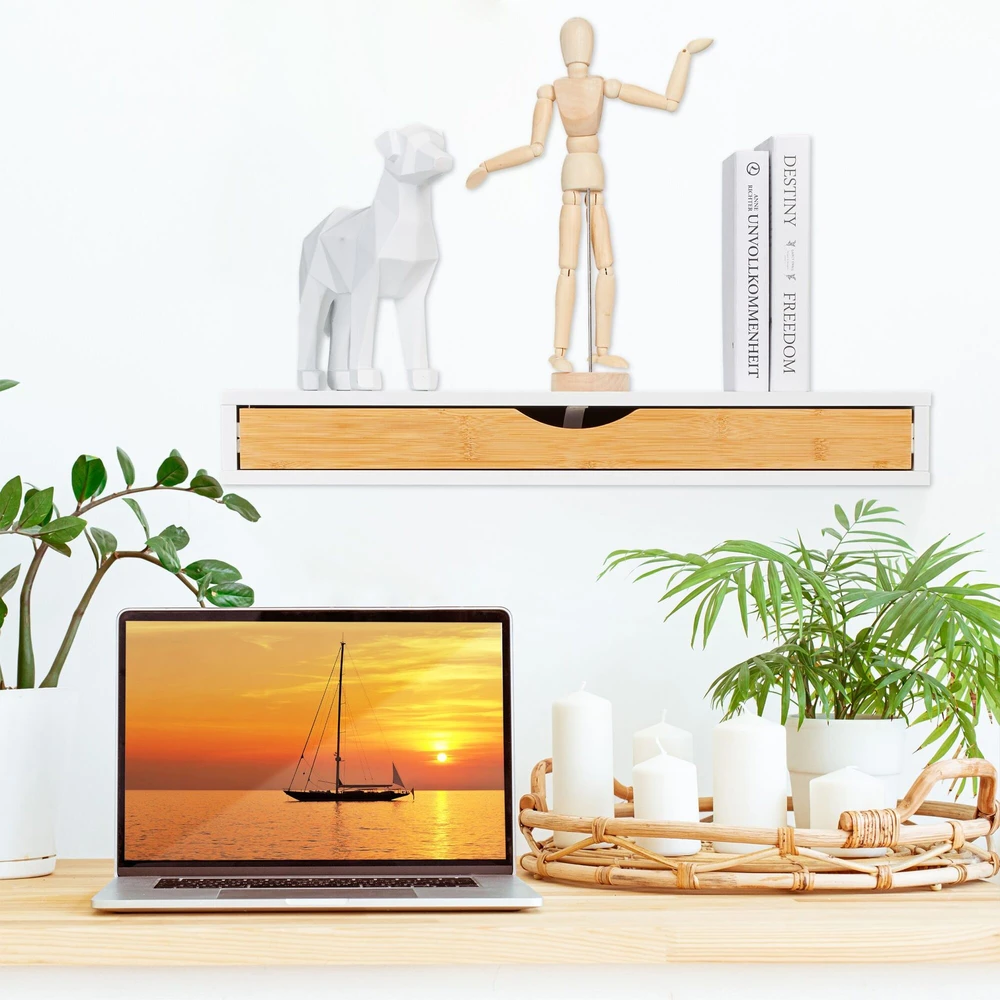 Relaxdays Plaukiojanti lentyna su stalčiumi