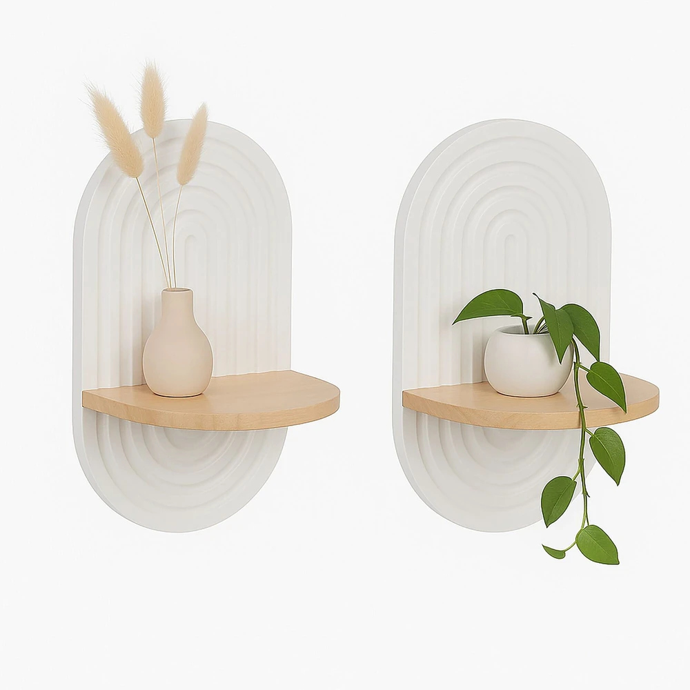 Relaxdays Boho stiliaus sieninės lentynėlės, 2 vnt. komplektas