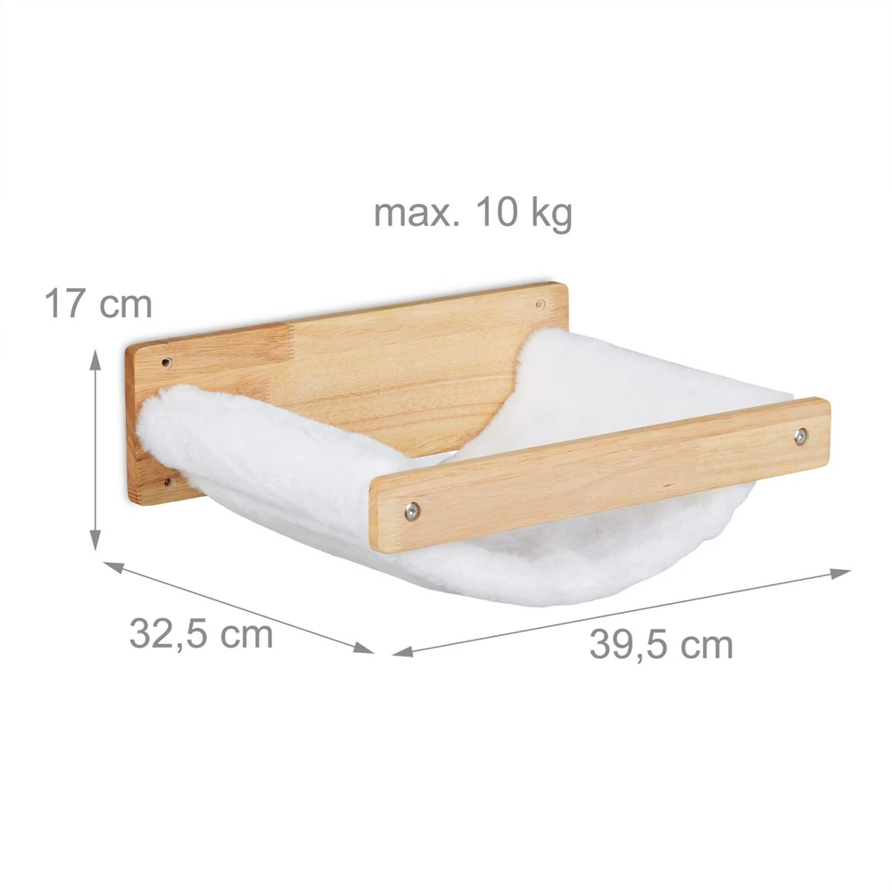 Relaxdays Sieninis katės hamakas, 17x39.5x32.5 cm, baltas