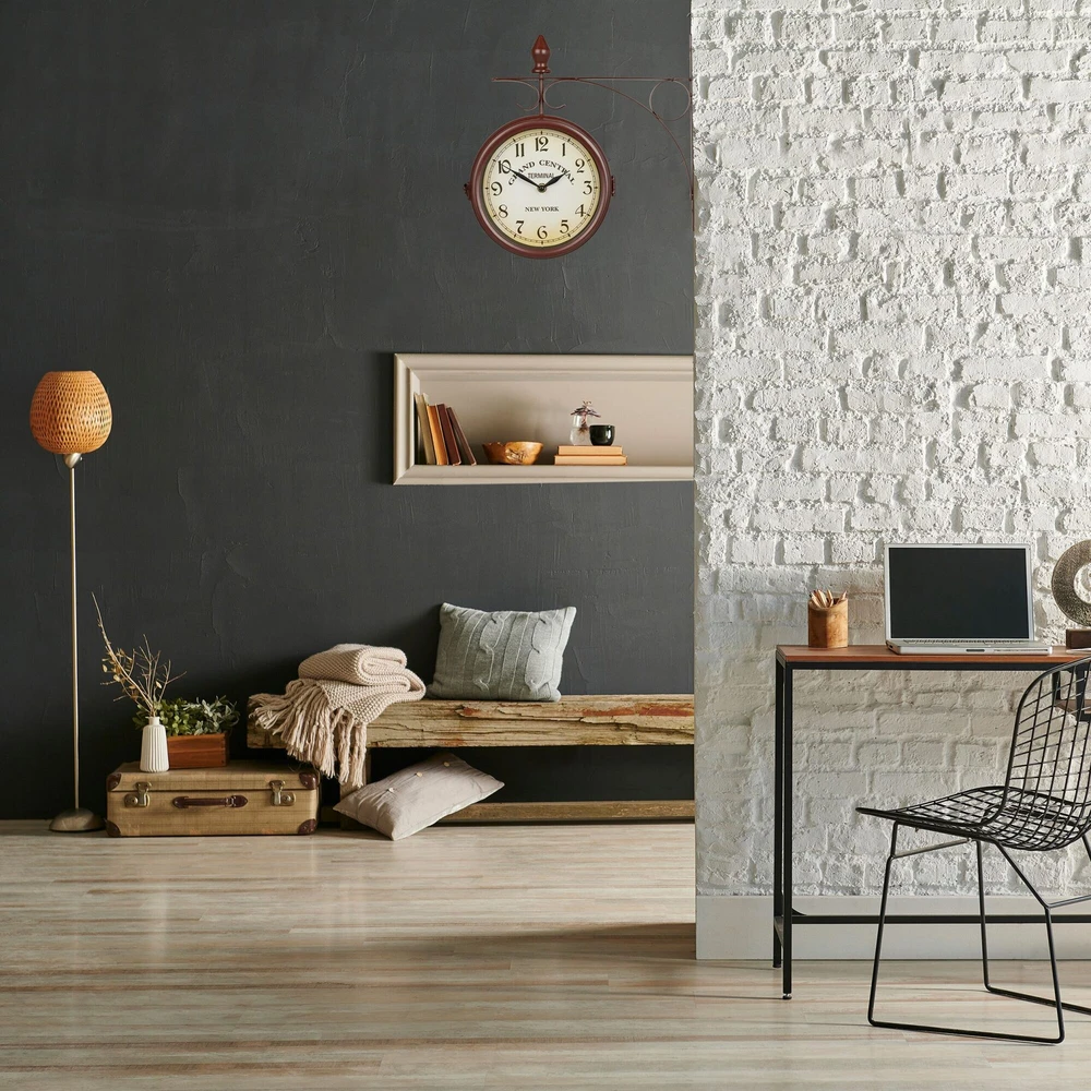 Relaxdays Vintažinis dvipusis sieninis laikrodis, rudas