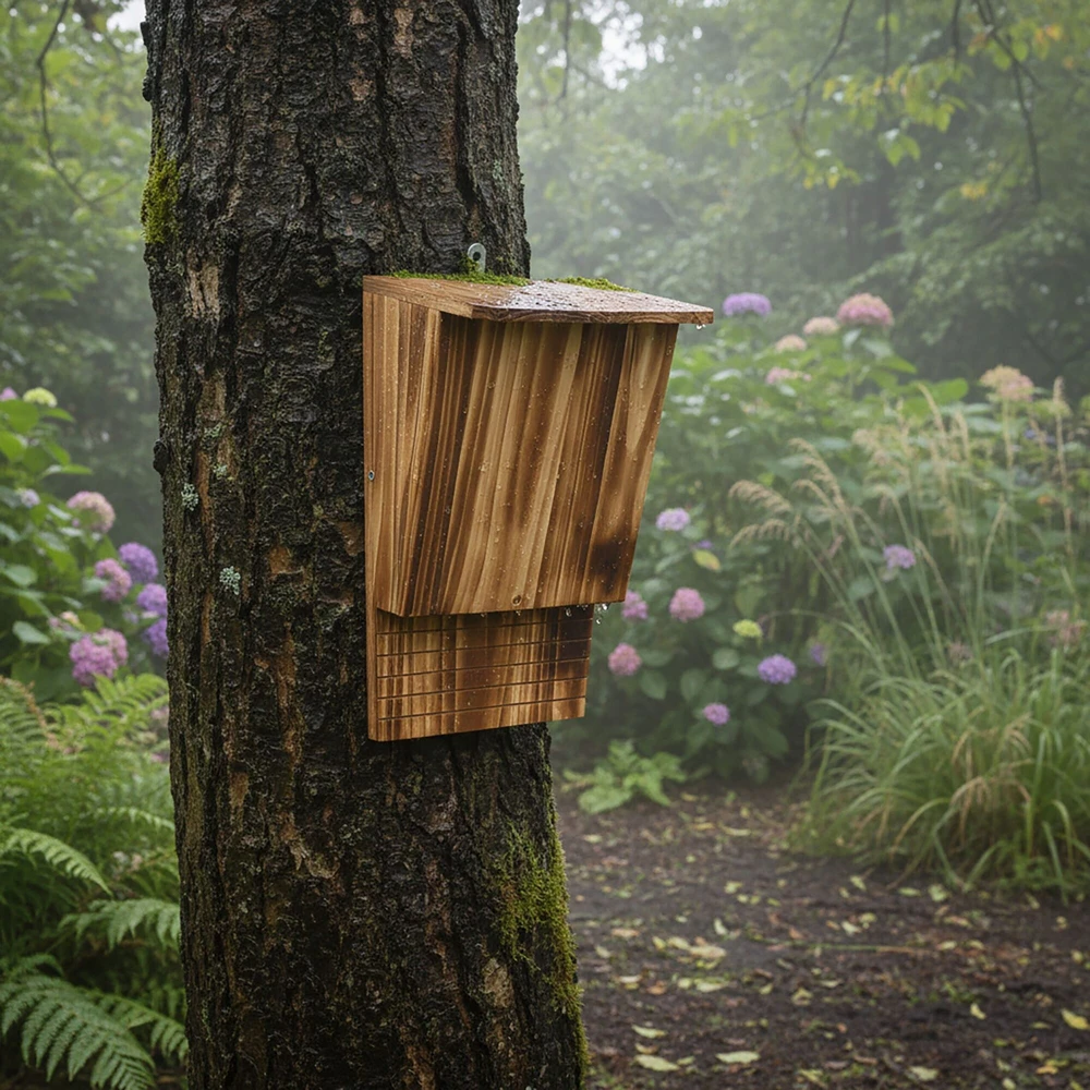Relaxdays Šikšnosparnių namelis, degintas, rinkinys 4 vnt.