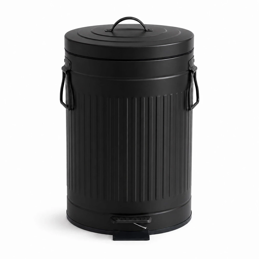 Relaxdays Šiukšliadėžė su pedalu, apvali, retro stiliaus, 12 l