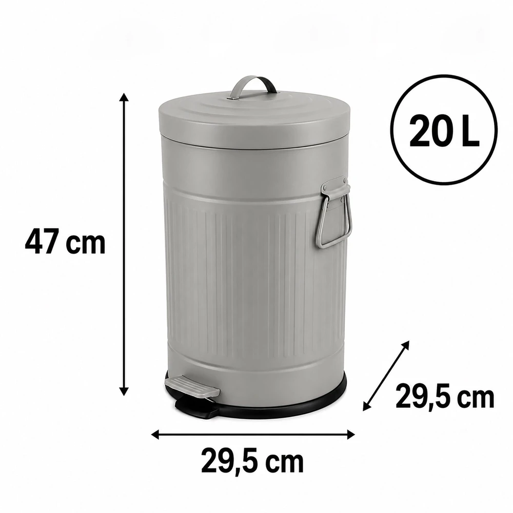 Relaxdays Šiukšliadėžė su pedalu, retro stiliaus, 20 l