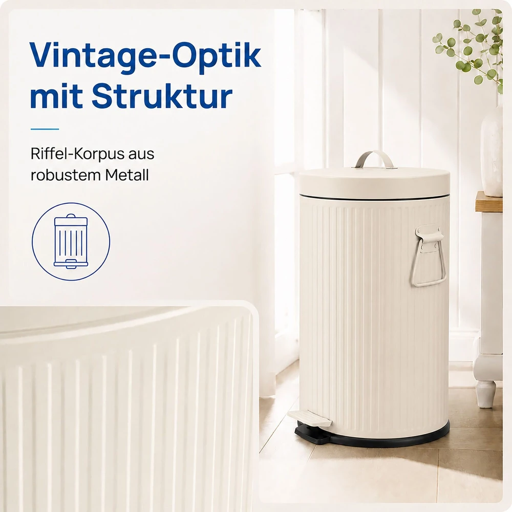 Relaxdays Šiukšliadėžė su pedalu, retro stiliaus, 20 l