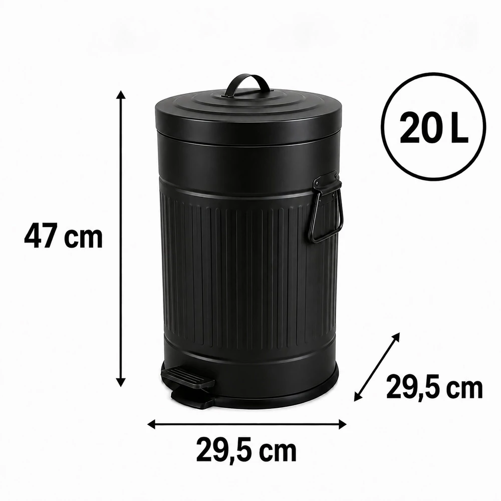 Relaxdays Šiukšliadėžė su pedalu, retro stiliaus, 20 l
