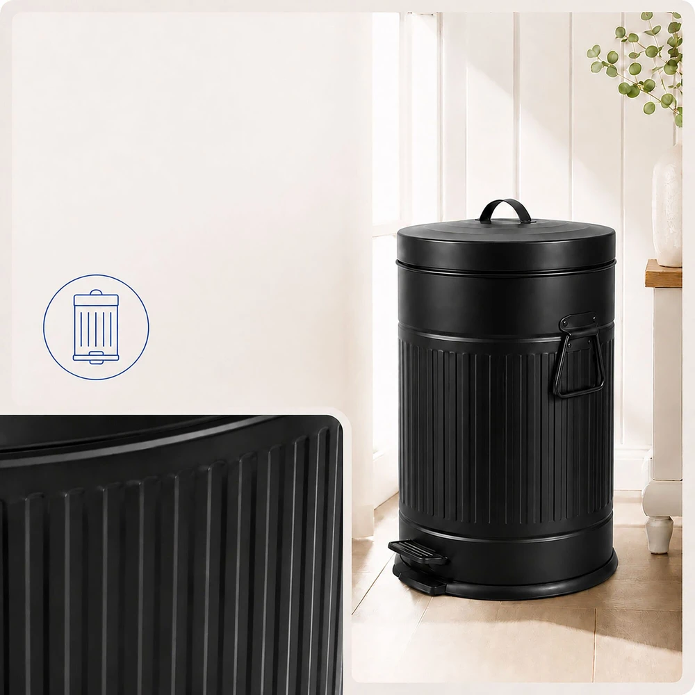 Relaxdays Šiukšliadėžė su pedalu, retro stiliaus, 20 l