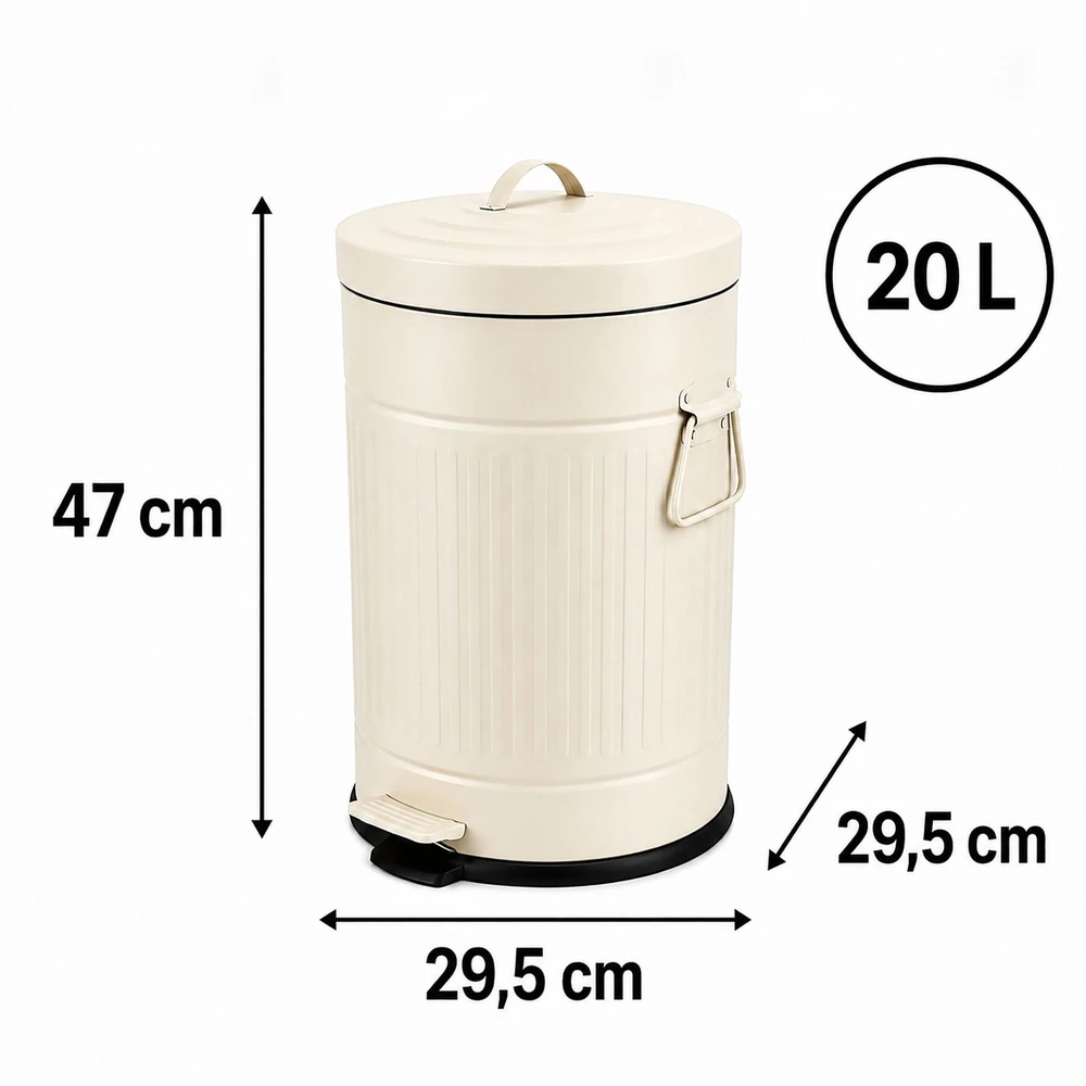 Relaxdays Šiukšliadėžė su pedalu, retro stiliaus, 20 l