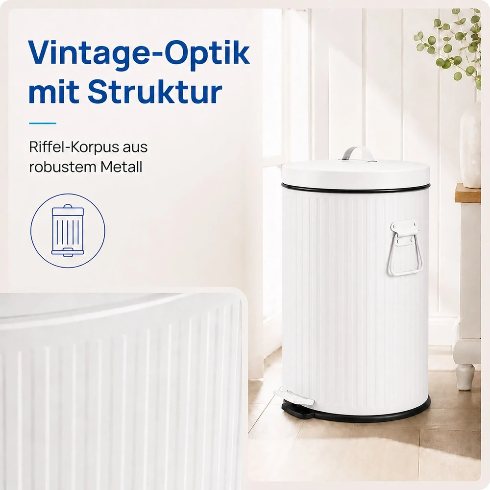 Relaxdays Šiukšliadėžė su pedalu, retro stiliaus, 20 l