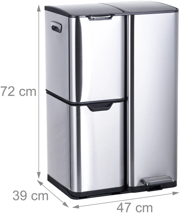 Relaxdays Šiukšliadėžė, 3 skyriai, 60 l