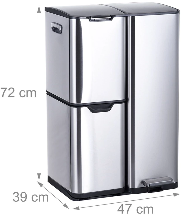 Relaxdays Šiukšliadėžė, 3 skyriai, 60 l