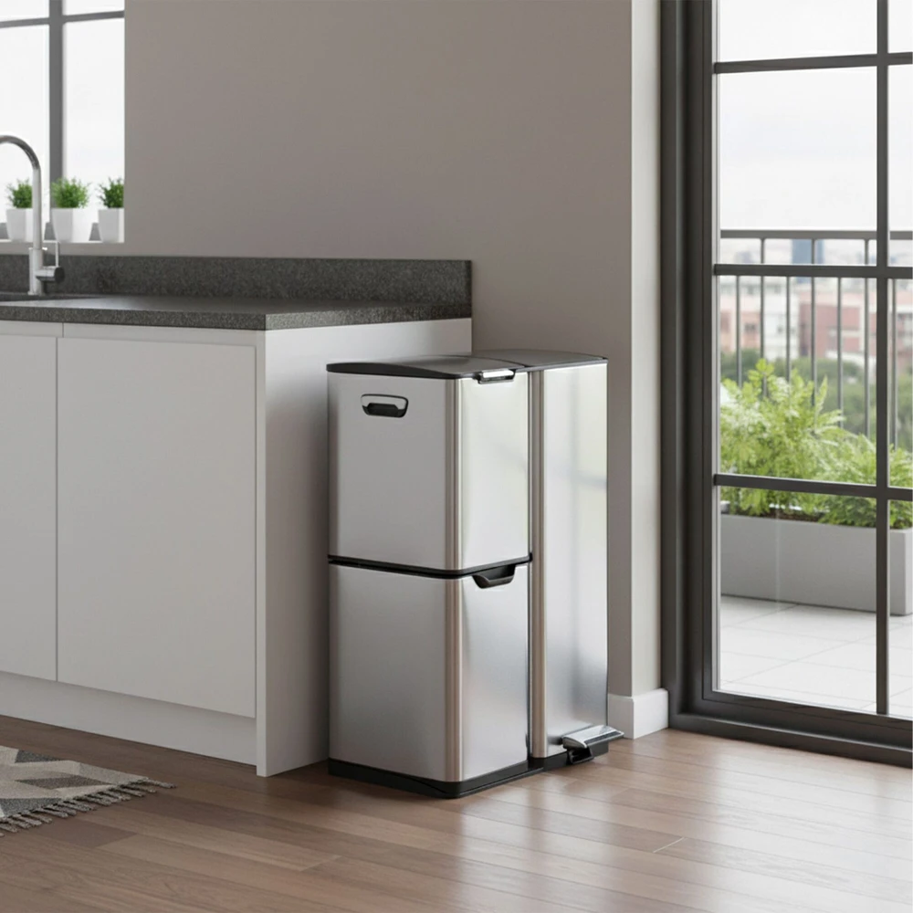 Relaxdays Šiukšliadėžė, 3 skyriai, 60 l