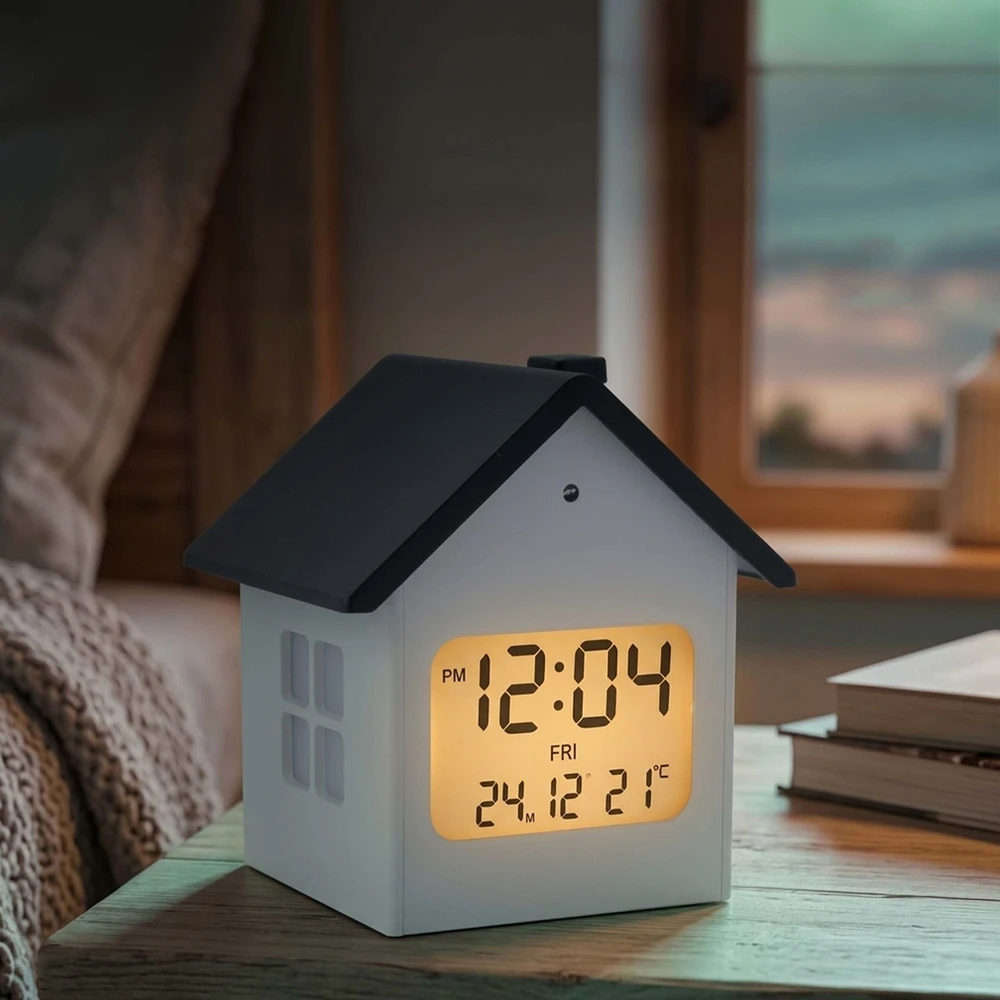Relaxdays Skaitmeninis laikrodis-žadintuvas namelio formos