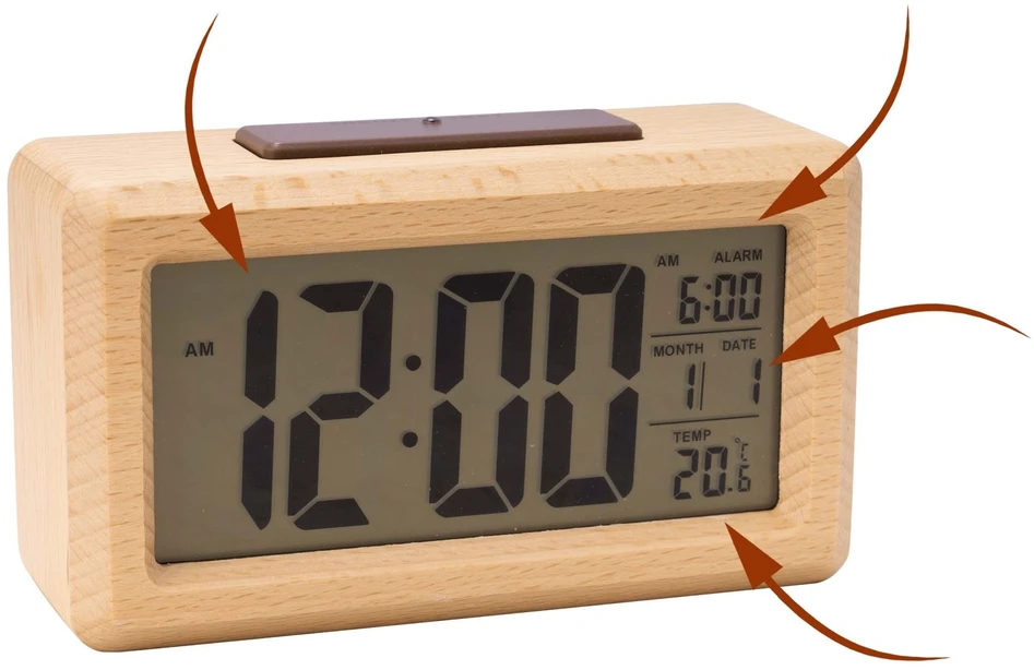 Relaxdays Skaitmeninis žadintuvas iš ąžuolo medienos