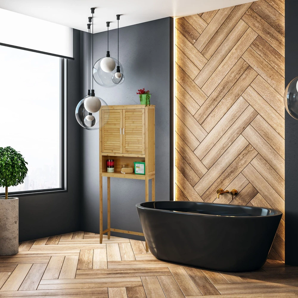 Relaxdays LAMELL bambukinė spintelė skalbimo mašinai