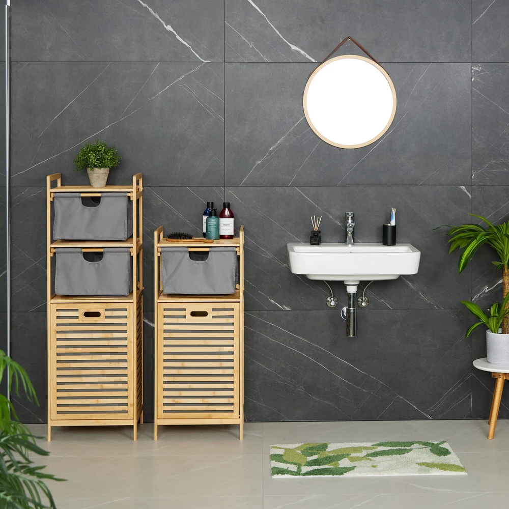 Relaxdays Skalbinių krepšio stovas su 2 stalčiais