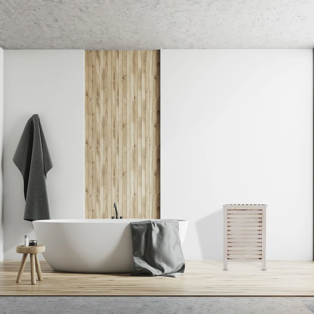 Relaxdays Balta riešutmedžio skalbinių dėžė