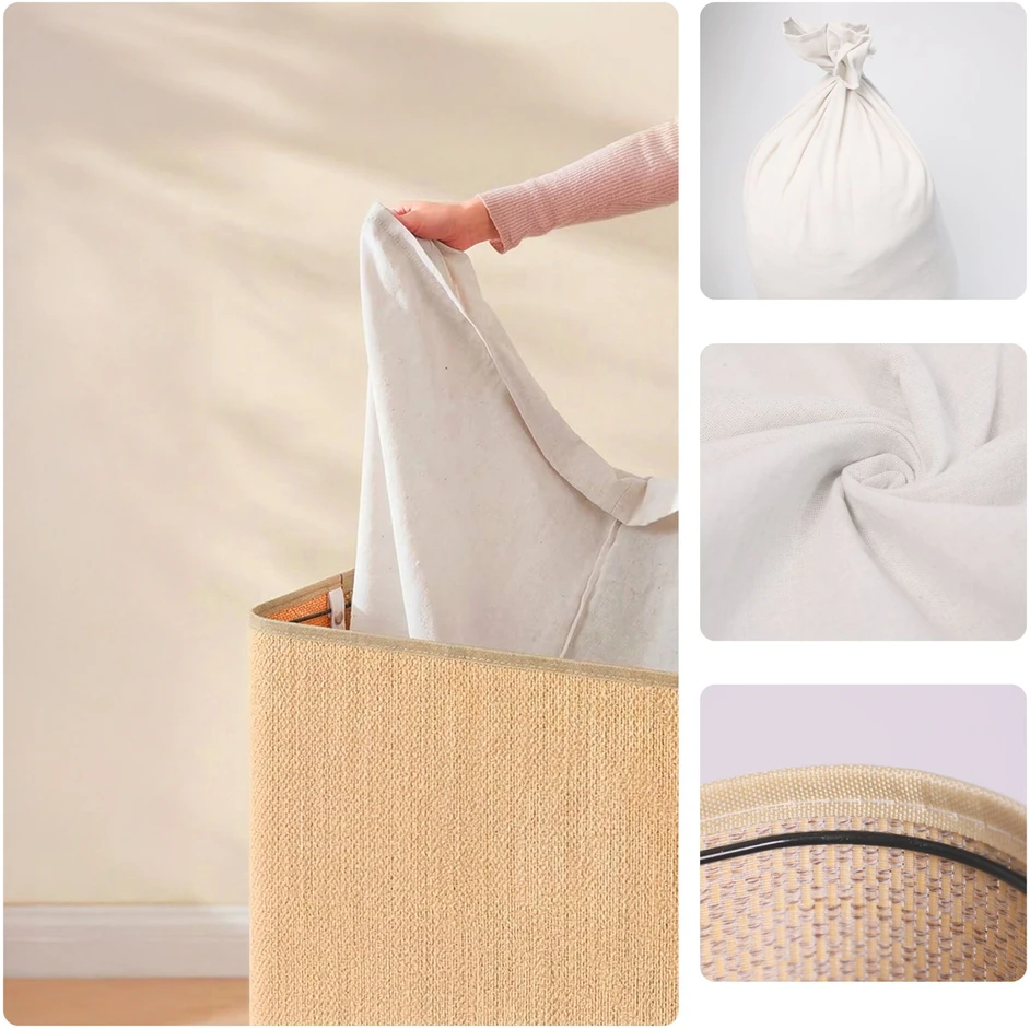 Relaxdays Bambukinė skalbinių dėžė su dangčiu
