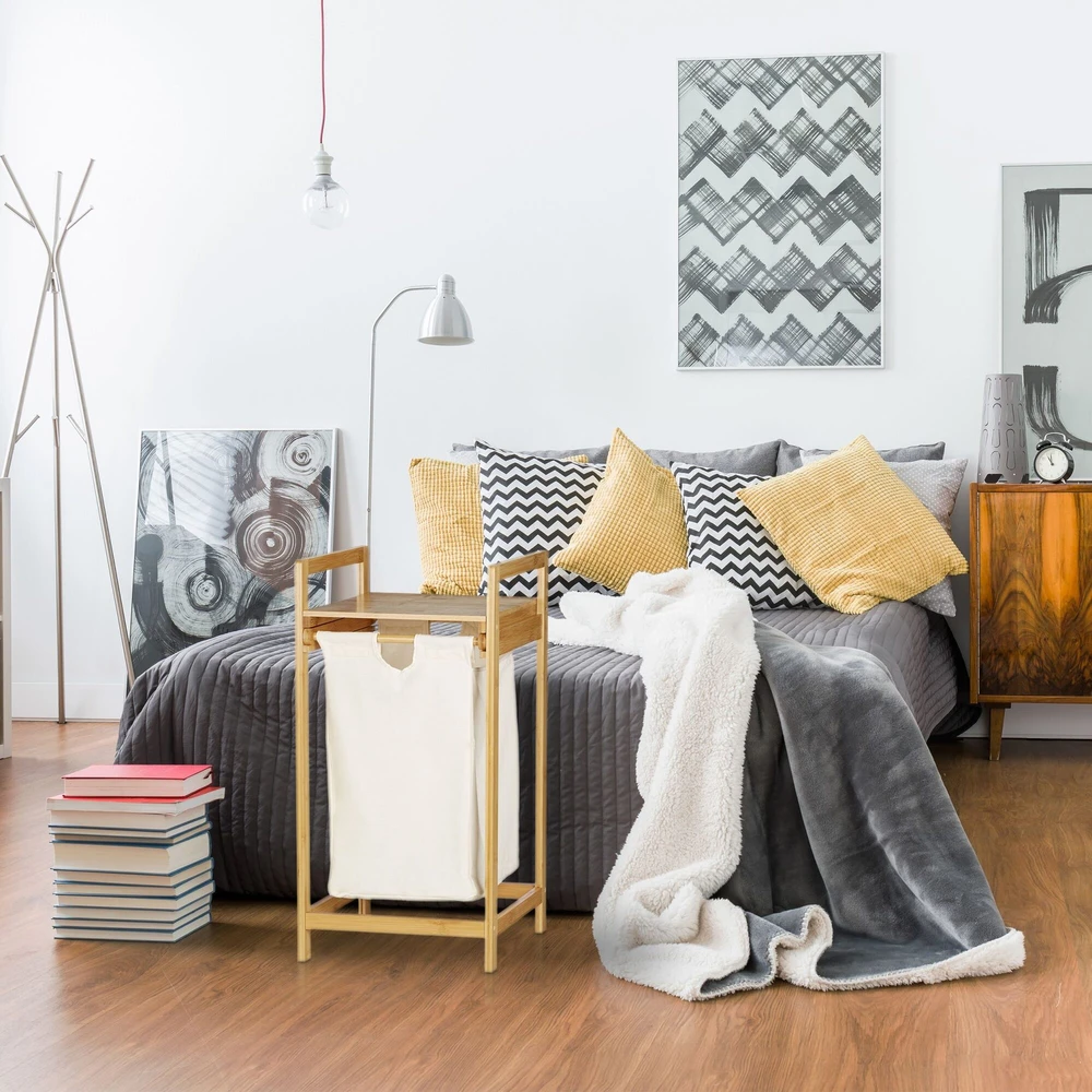 Relaxdays Ištraukiamas bambukinis skalbinių krepšys
