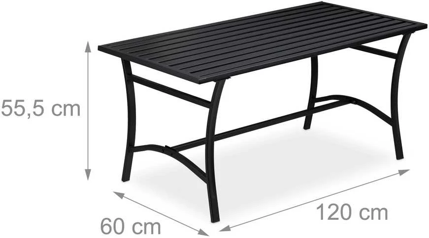 Relaxdays Juodas stačiakampis sodo stalas