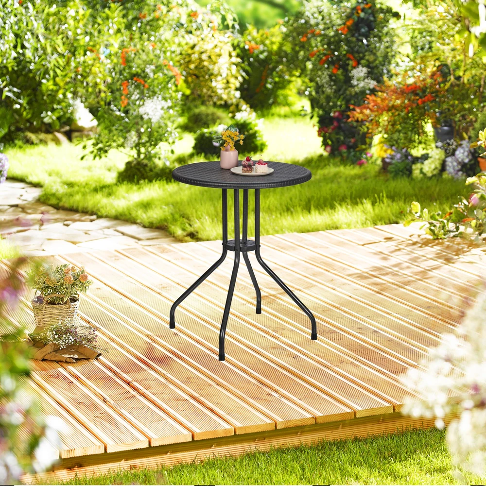 Relaxdays Apvalus sodo stalas rotango stiliaus