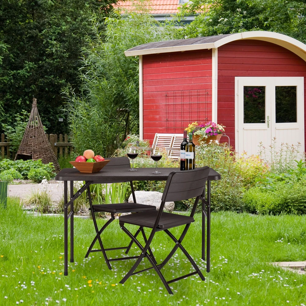 Relaxdays Stačiakampis sodo stalas su medienos rašto imitacija