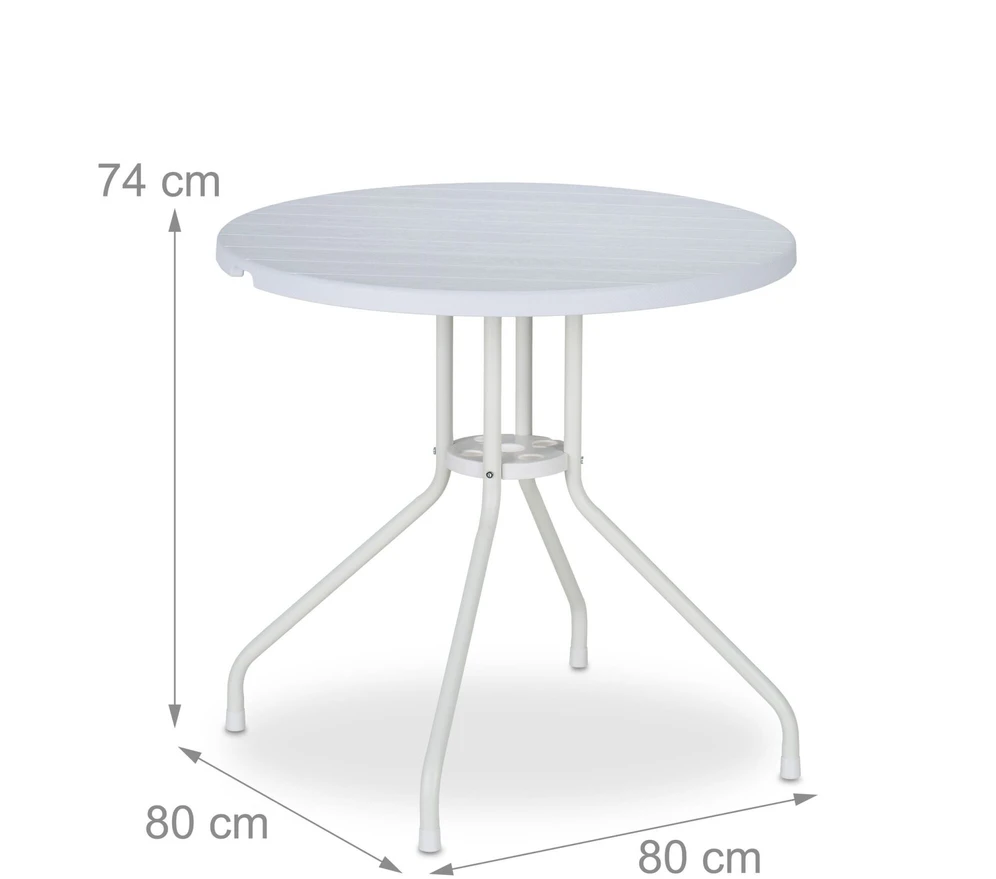Relaxdays Apvalus baltas sodo stalas