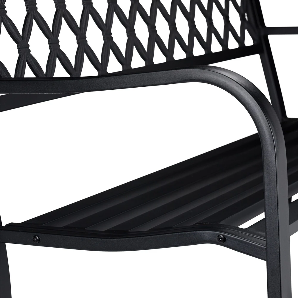 Relaxdays Metalinis sodo suoliukas su pintu dizainu
