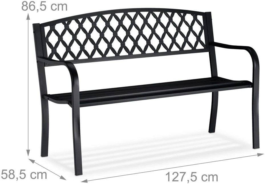 Relaxdays Metalinis sodo suoliukas su pintu dizainu