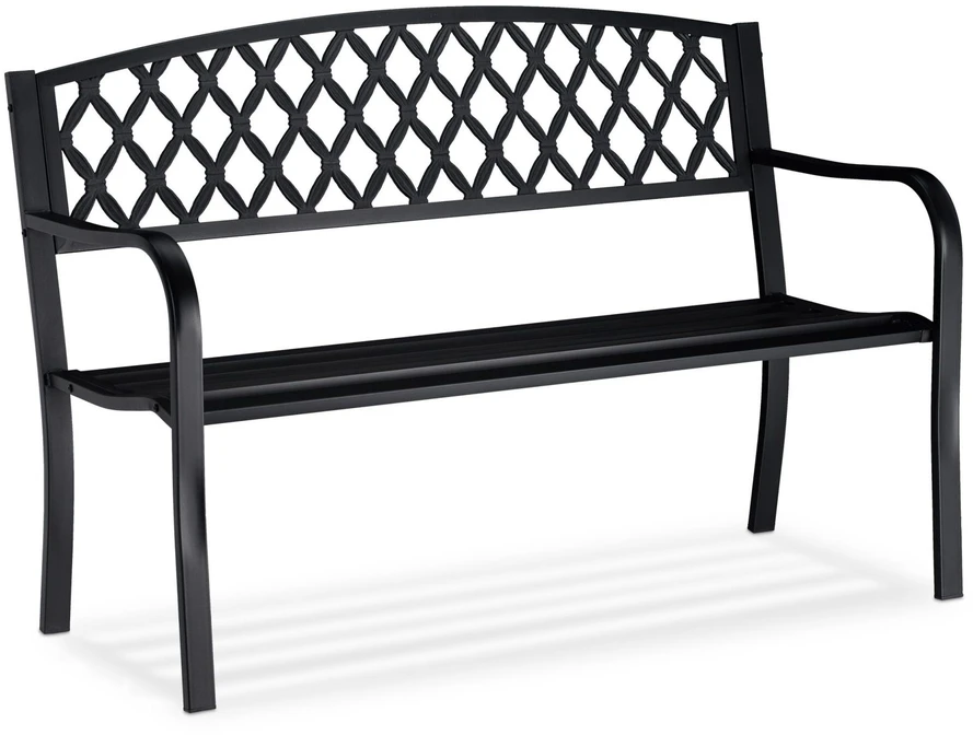 Relaxdays Metalinis sodo suoliukas su pintu dizainu