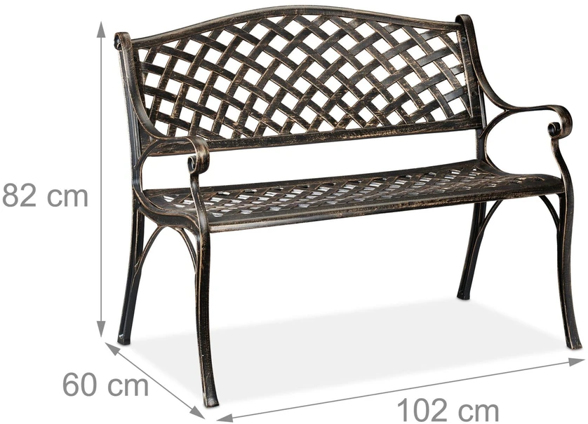 Relaxdays Metalinis sodo suoliukas juodai bronzinis